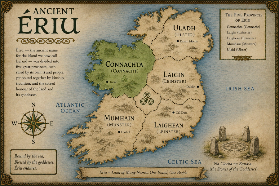 Map of ancient Ériu with Connachta highlighted